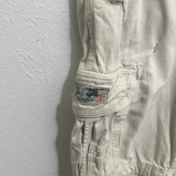 American Eagle Cargo Shorts Mens 30 Ivory Extreme Flex Longer Length Distressed - Picture 5 of 11